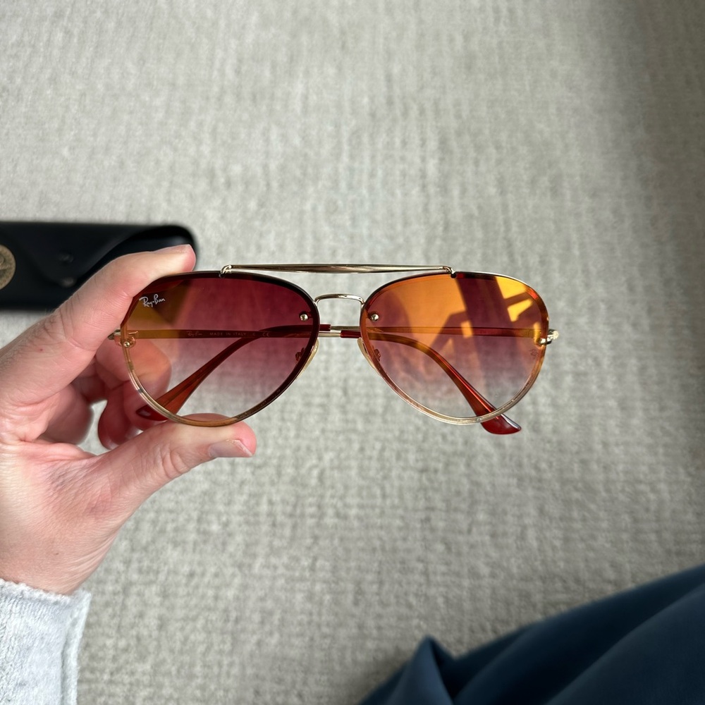 Ray-Ban Red and Gold Aviator Sunglasses